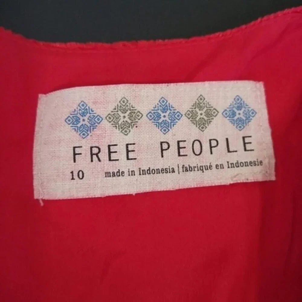 Free People Red Velvet/Chiffon Ballerina Dress - Picture 7 of 12